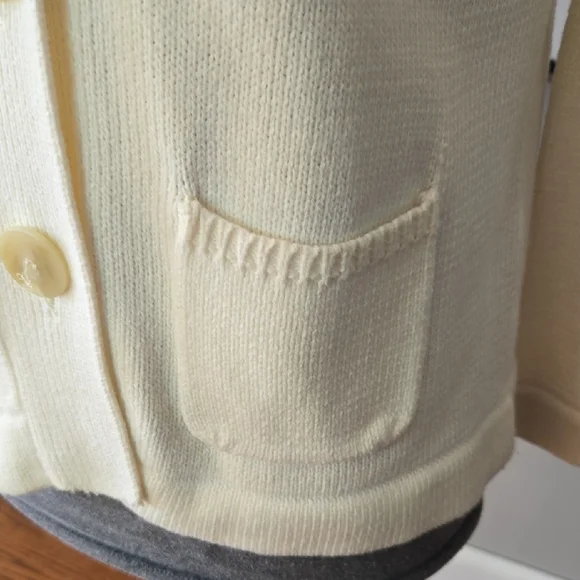 J. Jill Women's Small Cream Button Front Pocket Work Casual Cotton Cardigan - Picture 5 of 14